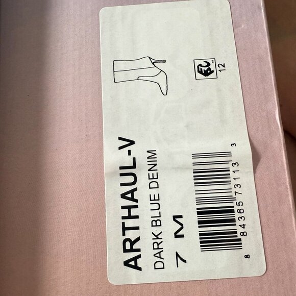 Lisa Vicky Denim Boots Size 7 Blue Arthaul-V Pointed Toe Mid Calf Heels Y2K NIB - Picture 11 of 13